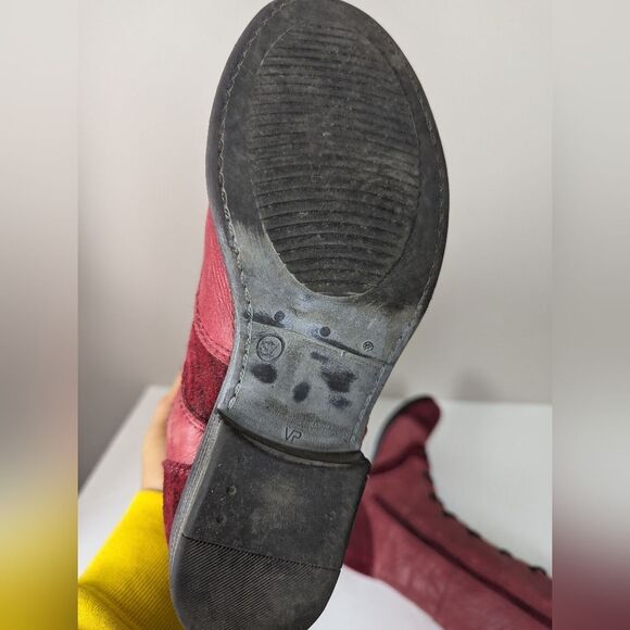 Portofino Italy Red Leather Lace-Up Tall Boots Women’s 37 - Picture 11 of 12